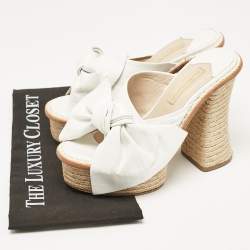 Paloma Barceló White Leather Slide Espadrille Sandals Size 38