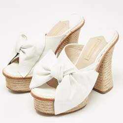 Paloma Barceló White Leather Slide Espadrille Sandals Size 38