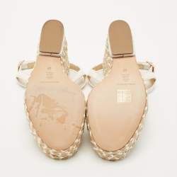 Pre Owned Paloma Barceló White Leather Espadrille Wedge Sandals Size 37