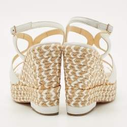 Pre Owned Paloma Barceló White Leather Espadrille Wedge Sandals Size 37