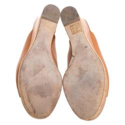 Paloma Barcelo Tan Leather Mule Platform Wedge Sandals Size 39