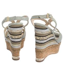 Paloma Barceló Light Grey Suede Mafafa Wedge Platform Sandals Size 36.5