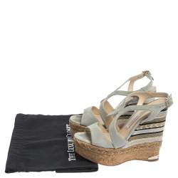 Paloma Barceló Light Grey Suede Mafafa Wedge Platform Sandals Size 36.5