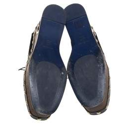 Pre Owned Paloma Barceló Black Leather and Pony Hair Studded Wedge Oxfords Size 38