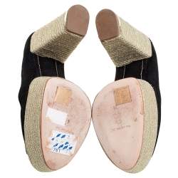 Paloma Barceló Black Suede Espadrilles Peep Toe Wedge Pumps Size 38