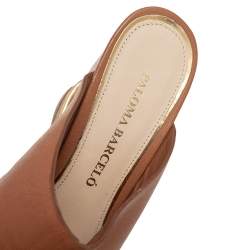 Paloma Barcelo Tan Leather Mule Platform Wedge Sandals Size 37
