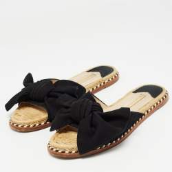 Paloma Barceló Black Suede Geranio Knotted Flat Slides Size 37