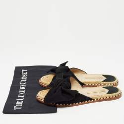 Paloma Barceló Black Suede Geranio Knotted Flat Slides Size 37