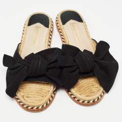 Paloma Barceló Black Suede Geranio Knotted Flat Slides Size 37