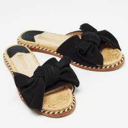 Paloma Barceló Black Suede Geranio Knotted Flat Slides Size 37