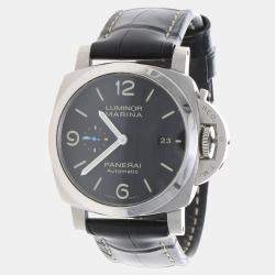 Pre Owned Panerai Luminor Marina PAM01312 Automatic Black Stainless Steel Men's Wristwatch 44mm