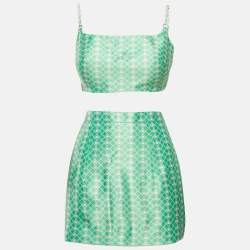 Papa Don't Preach Green Blinding Hearts Print Satin 3 Piece Set S