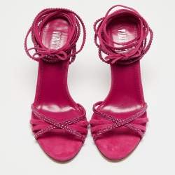 Paris Texas Pink Suede Crystal Embellished Holy Nicole Sandals Size 37