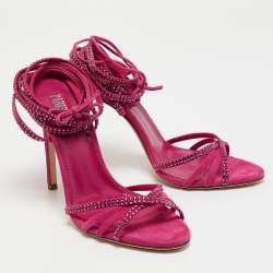 Paris Texas Pink Suede Crystal Embellished Holy Nicole Sandals Size 37