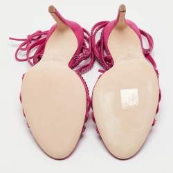 Paris Texas Pink Suede Crystal Embellished Holy Nicole Sandals Size 37