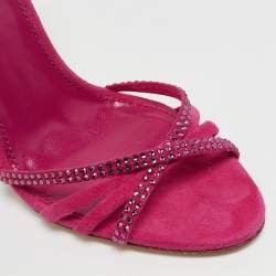 Paris Texas Pink Suede Crystal Embellished Holy Nicole Sandals Size 37
