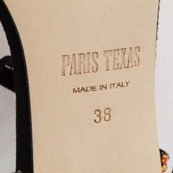 Pre Owned Paris Texas Black Suede Crystal Embellished Holy Nicole Sandals Size 38