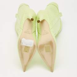 Paris Texas Lime Green Croc Embossed Leather Paloma Mid Calf Boots Size 38