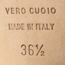 Pre Owned Paris Texas Gold Croc Embossed Leather Slide Sandals Size 36.5