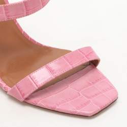 Paris Texas Pink Croc Embossed Leather Sandals Size 37
