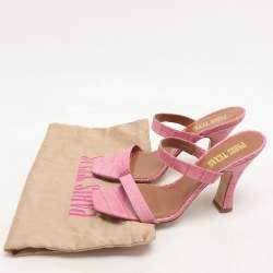 Paris Texas Pink Croc Embossed Leather Sandals Size 37