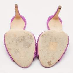 Pre Owned Paris Texas Pink Suede Crystal Embellished Slide Sandals Size 37.5