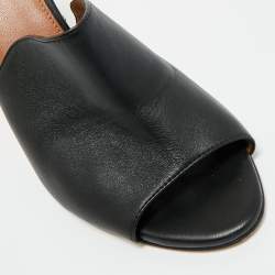 Pre Owned Paris Texas Black Leather Deia Wedge Sandals Size 38.5