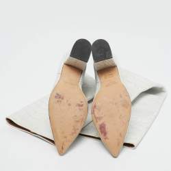 Pre Owned Paris Texas Green Croc Embossed Leather Knee Length Boots Size 39