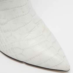 Pre Owned Paris Texas Green Croc Embossed Leather Knee Length Boots Size 39