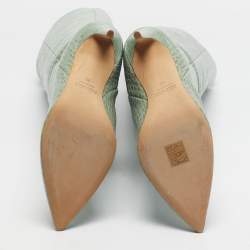 Pre Owned Paris Texas Green Croc Embossed Leather Knee Length Boots Size 39