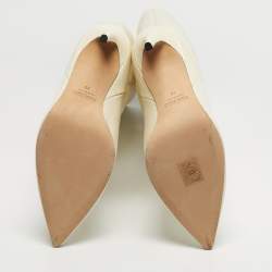 Pre Owned Paris Texas Cream Lizard Embossed Leather Knee Length Boots Size 39