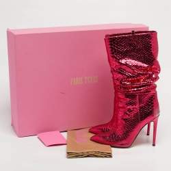 مملوكة مسبقًا حذاء بوت باريس تكساس جلدي ذهبي بارتفاع متوسط للساق مقاس 41