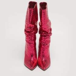 مملوكة مسبقًا حذاء بوت باريس تكساس جلدي ذهبي بارتفاع متوسط للساق مقاس 41