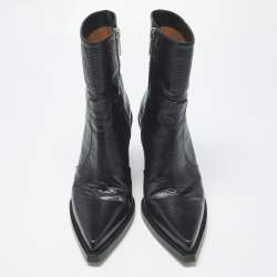 Pre Owned Paris Texas Rodeo 100 Size 37 Black Lizard Embossed Leather Mid Calf Boots