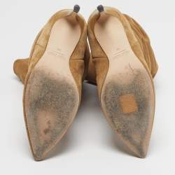 مملوكة مسبقًا Paris Texas Slouchy Size 36 Beige Croc Embossed Leather and Suede Mid Calf Boots