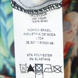 Pre Owned PATBO Black Floral Print Satin Belted Wide-Leg Pants S