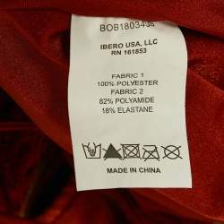 PATBO Brick Red Knit Netted Sleeve Detail Swimsuit L