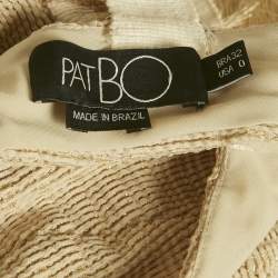 Pre Owned PATBO Beige Metallic Knit Fringe Detail Maxi Dress XS