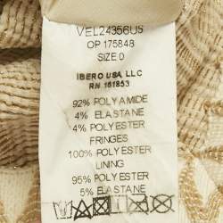 Pre Owned PATBO Beige Metallic Knit Fringe Detail Maxi Dress XS