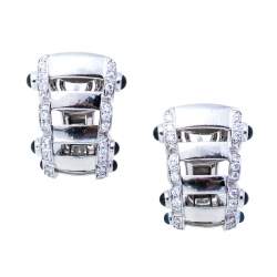 Patek Philippe Twenty-4 Diamond Sapphire 18K White Gold Half Hoop Earrings