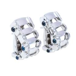Patek Philippe Twenty-4 Diamond Sapphire 18K White Gold Half Hoop Earrings