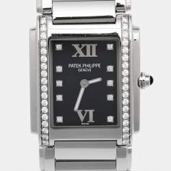 Patek Philippe Black Stainless Steel Diamond Twenty-4 4910/10A-001 Women's Wristwatch 25 mm