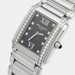 Patek Philippe Black Stainless Steel Diamond Twenty-4 4910/10A-001 Women's Wristwatch 25 mm