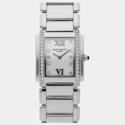 Patek Philippe Silver Stainless Steel Twenty-4 Quartz Women's Wristwatch 25 mm