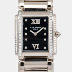 Patek Philippe Twenty-4 4910/20 Quartz Black Diamond Stainless Steel Women's Wristwatch 25 mm