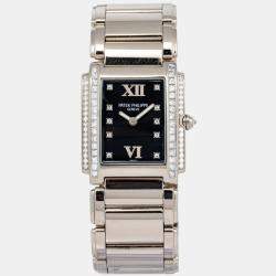 Patek Philippe Twenty-4 4910/20 Quartz Black Diamond Stainless Steel Women's Wristwatch 25 mm