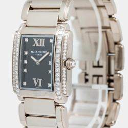 Patek Philippe Twenty-4 4910/20 Quartz Black Diamond Stainless Steel Women's Wristwatch 25 mm