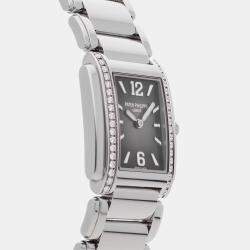 Pre Owned Patek Philippe Twenty-4 4910/1200A-010 Quartz Grey Stainless Steel Women's Wristwatch 25 mm