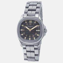 Pre Owned Patek Philippe Aquanaut 4960/1A-001 Quartz Black Dial Stainless Steel Women's Wristwatch 30 mm