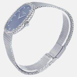 Pre Owned Patek Philippe Golden Ellipse 3748/009 Manual Winding Blue Dial 18k White Gold Diamond Women's Wristwatch 29 mm